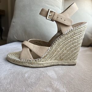 Joie Lena Tan Leather Wedge Sandal Women EU 40 US 9 - 9.5 Jute Espadrille Beach
